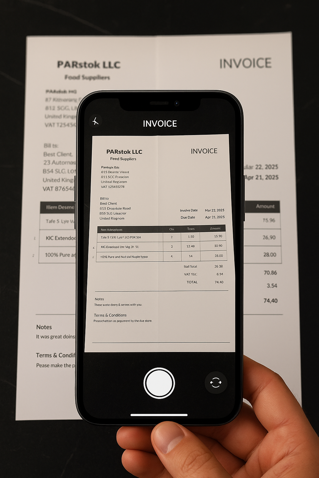 AI-powered invoice scanning with smartphone